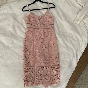 Pink Lace Midi Dress
